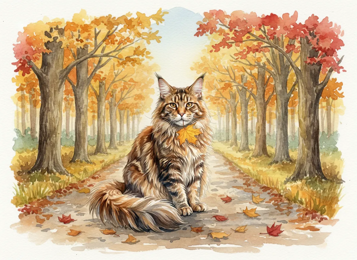 Maine Coon watercolor calendar month 9